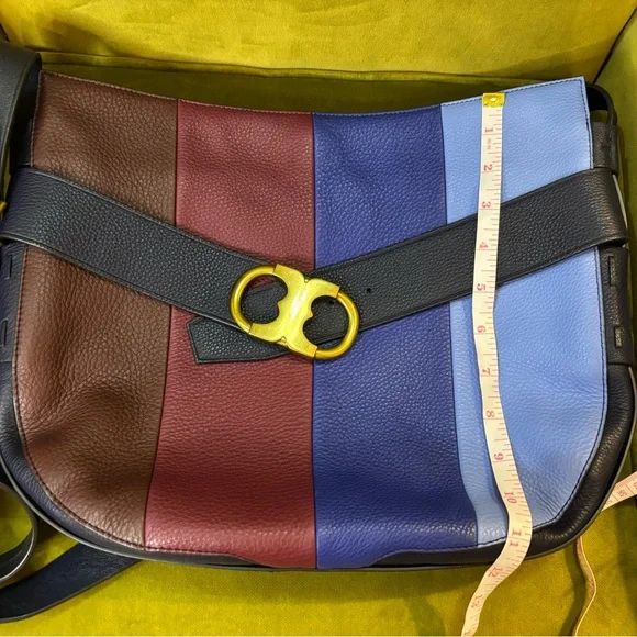 Tory Burch Gemini Link Belted Striped Hobo Crossbody - Picture 10 of 11